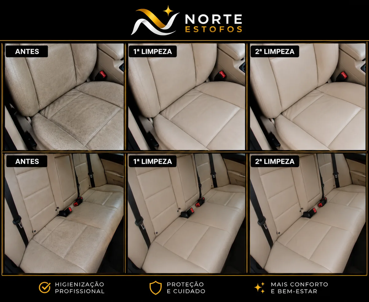 Estofos automóvel processo de limpeza em 3 etapas